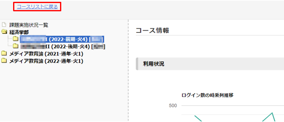 コースの活動状況とメンバー一覧を確認する